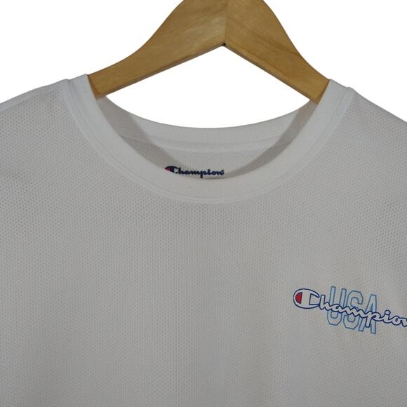 O Champion Men's White USA Mesh Double Dry Workout Performance Tee Shirt NWT S - Picture 2 of 8